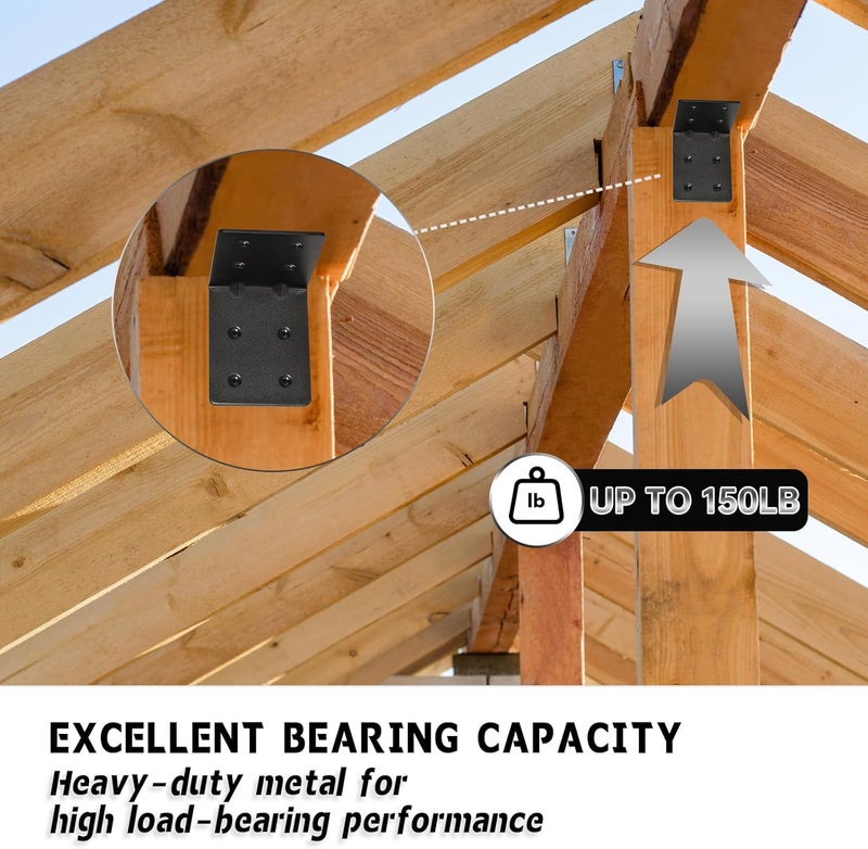 MOZCORN 4 PCS Heavy Duty Steel Corner Brackets, 4"x4"x3" 90 Degree L Right Angle Bracket, DIY L Shelf Brackets, Metal Joint Timber Connector Support for Wood Shelves, Furniture - Image 5